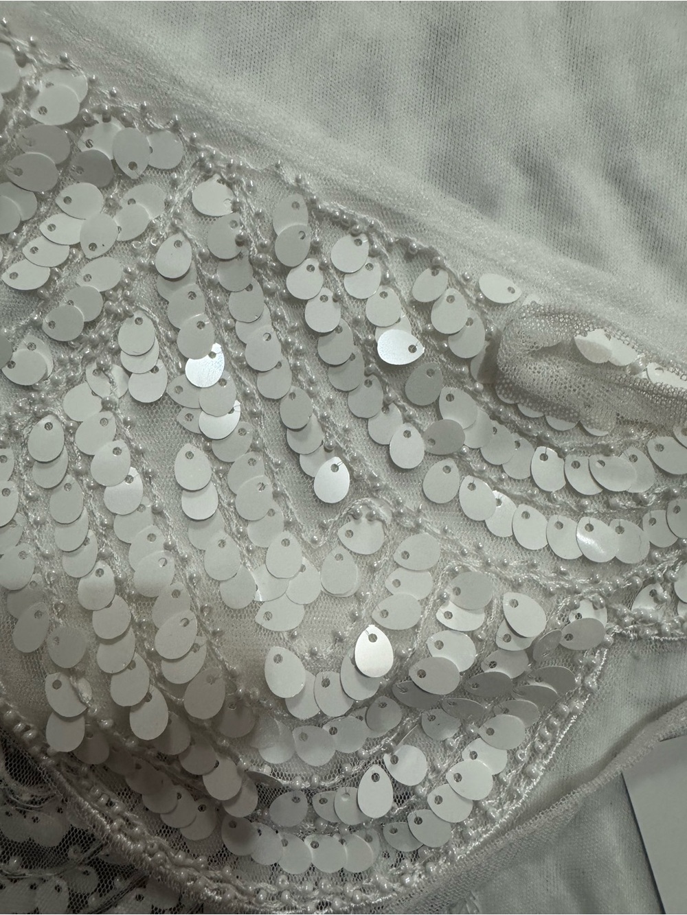 12th Tribe Cleo White Sequin Halter Tie Top - Picture 5 of 6